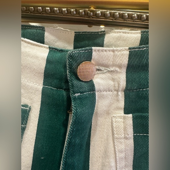 Striped Green and White Women's Pants - Picture 5 of 14